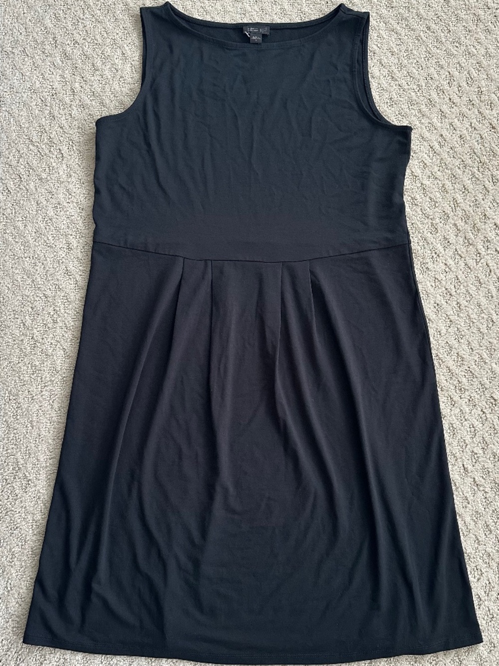 J. Jill Wearever Collection Pleated Tank Dress Black Small Minimalist Travel NWT
